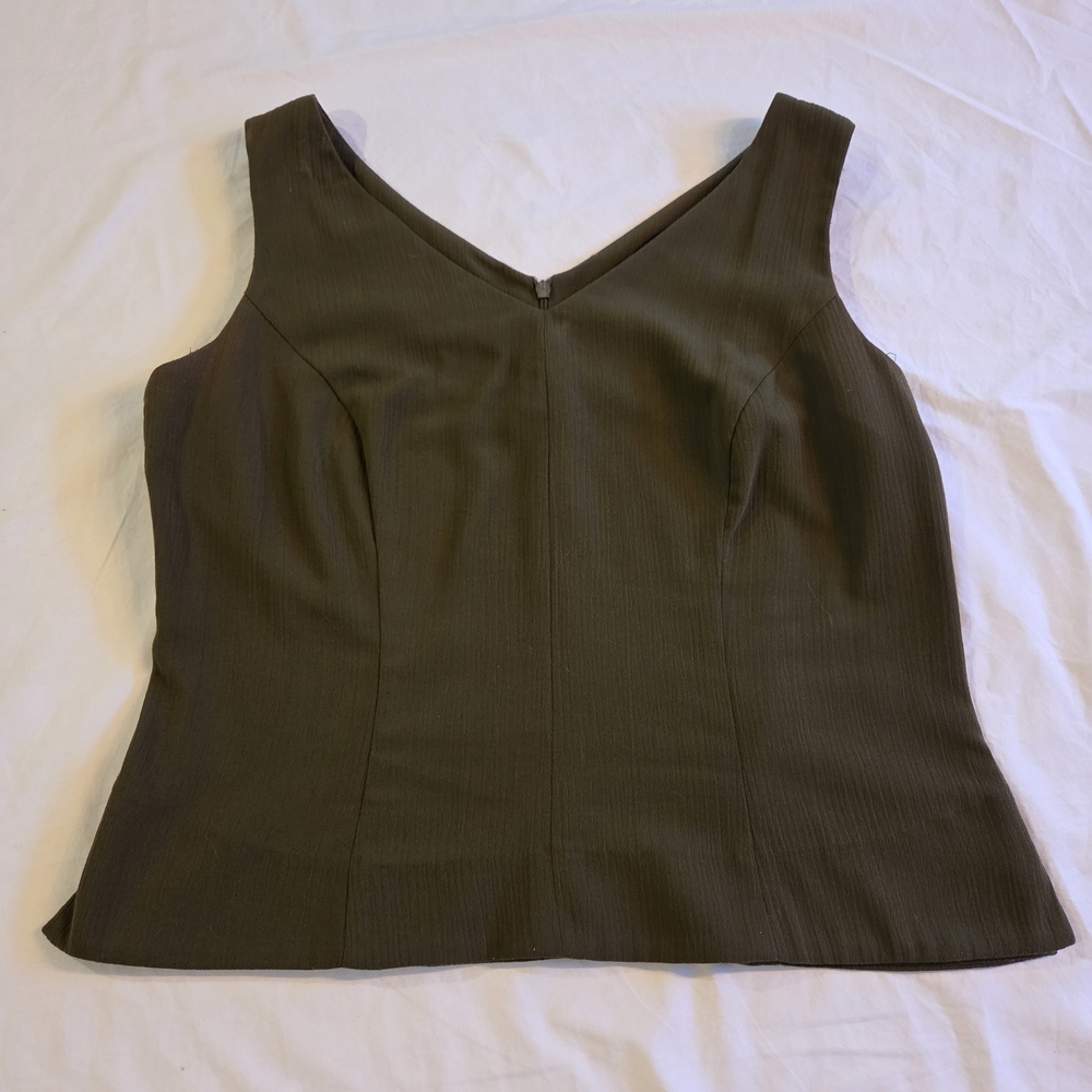 Sleeveless V-Neck Women’s Top in Olive Green